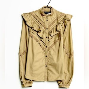 SCOTCH & SODA | Frilled Cotton Button-down Blouse | Size M